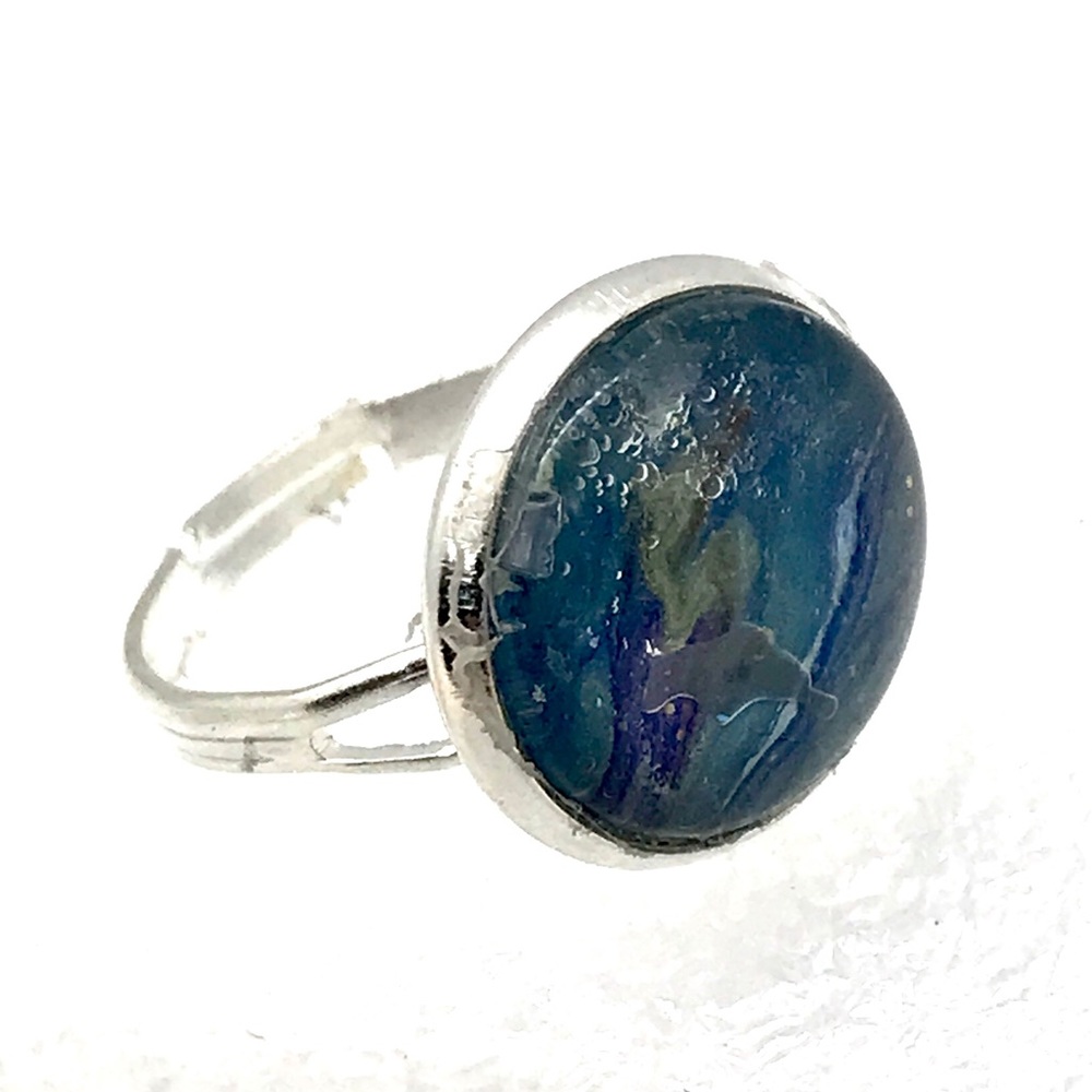 Handmade 14mm hand painted dome ring adjustable NSR